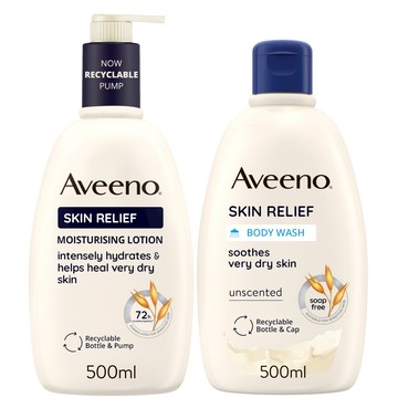 Aveeno Skin Relief Wash and Lotion Duo for Very Dry Skin 1L Mega Bundle