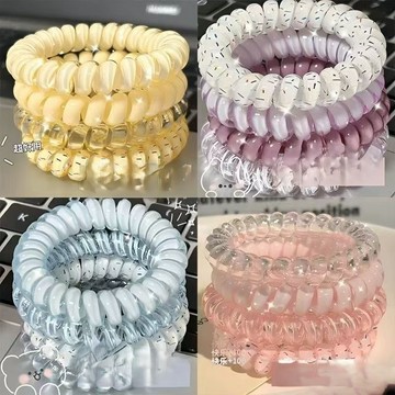 【𝐔.𝐉.𝐉】現貨✨韓系透明電話線髮圈 電話線髮圈 透明髮圈 果凍髮圈 彈簧髮圈 韓系髮圈 不傷髮髮圈 清新髮圈