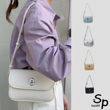 Sp house 精緻鎖扣時尚翻蓋單肩手提女用小方包(5色可選)