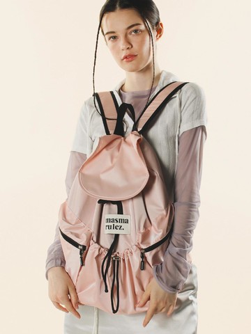 String flap backpack _ Glittery pink
