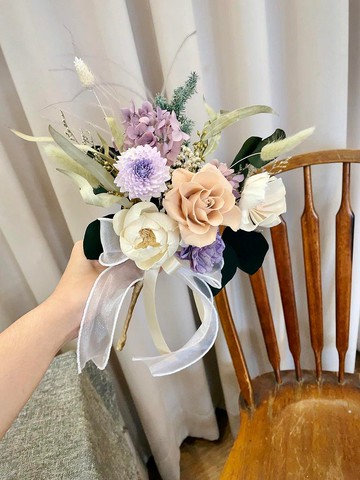小捧花【淺色花束】永生花 結婚捧花 乾燥花束 求婚捧花 新娘捧花