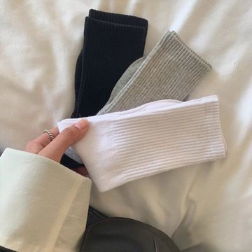 純棉襪子女韓版中筒長筒襪潮襪女Ins襪純色男女襪運動襪情侶男襪