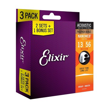 Elixir 16546 NANOWEB PB 磷青銅 (13-56) 三包裝