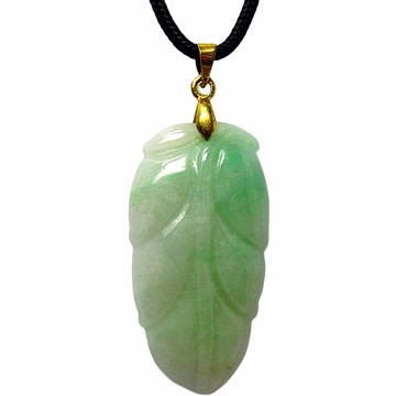 辣綠底妝厚實葉子 天然A貨翡翠玉石吊墜子項鍊PP60