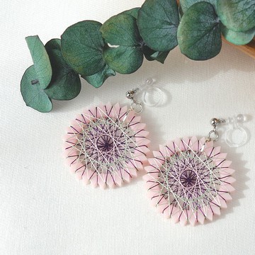 櫻桃色耳環 / 耳夾 | 絹線製 | 免運費