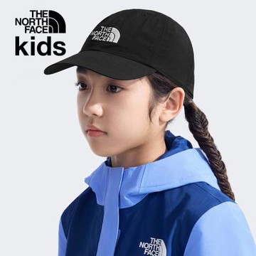 【The North Face 官方旗艦】北面兒童黑色簡約LOGO運動帽｜7WG9YA7