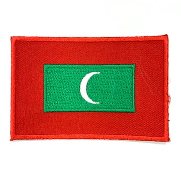 DIY刺繡徽章 馬爾地夫國旗布藝徽章 DIY創意 Patch電繡刺繡背膠補丁 袖標  蜜月勝地布標 布貼 貼布繡 臂章 _廠商直送