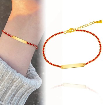 【TLH】黃金紅繩手工編織手鍊 純金999 金愛永繫 約重0.25錢±0.03-廠商直送