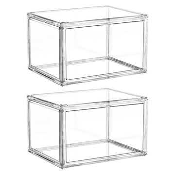 mohe 木暉居家 全透明磁吸式防塵潮玩公仔包包收納盒 2個  透明色