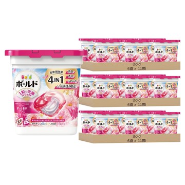 Bold 日本原裝進口 新4合1洗衣球 淡雅花香 粉紅色  11顆  18盒