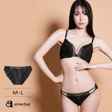 aimerfeel-薄紗線條三角褲-黑色-1500221-BL