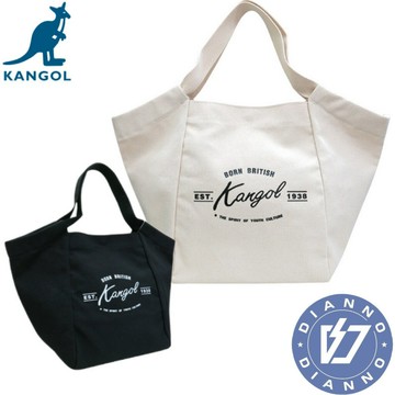 帝安諾-實體店面 KANGOL 袋鼠 手提托特水餃包 包包 帆布 可側背 大容量 黑色 米色【63251703】
