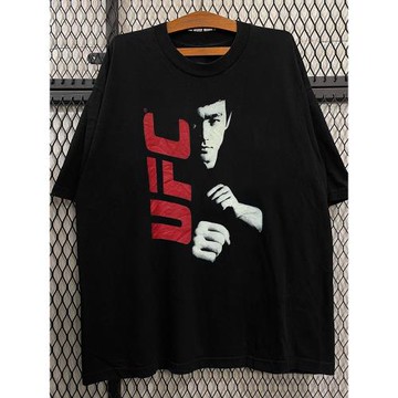 UFC格斗之父李小龍高街痞帥人像暗黑vintage復古風短袖男女T恤棉