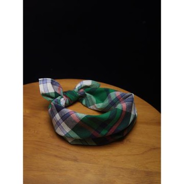 美式鄉村!復古做舊感紅綠格子雙層純棉柔軟格子小方巾護頸領巾女