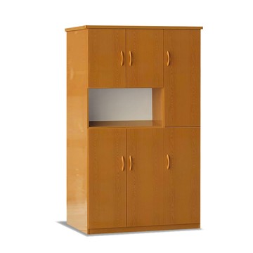 ASSARI-防潮防蛀塑鋼緩衝開放六門鞋櫃(寬97x深34x高180c木紋