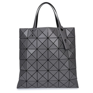 ISSEY MIYAKE 三宅一生BAOBAO  LUCENT MATTE 啞光霧面方格6x6透光手提包-灰色