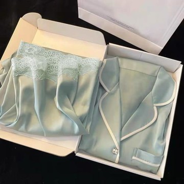 睡衣女士夏季薄款冰絲短袖短褲夏天仿真絲綢家居服女開衫外穿套裝