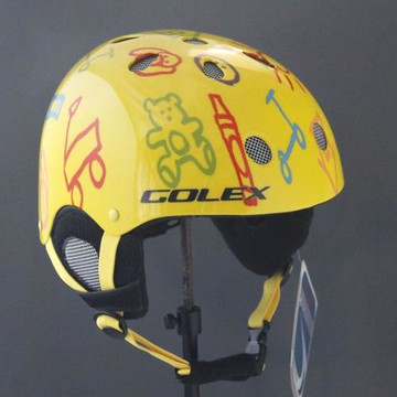 外貿工廠直銷 GOLEX-S2 黃色兒童專業滑雪頭盔軟耳可拆可調節