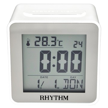 RHYTHM 日本鐘-時尚液晶電子鬧鐘/日期顯示/LED夜燈/貪睡