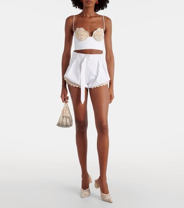 Magda Butrym Crochet-trimmed cotton-blend shorts