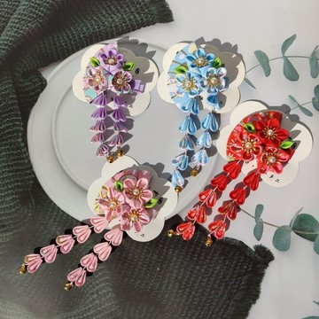 💎臺灣出貨🌈免運💎日式和風和服衣細工花簪日系古風發夾髮飾頭飾花流蘇扇子髮飾邊夾【可開票】