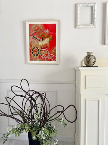 產品編號 056 刺繡和服日式和風室內裝飾 Goshoguruma 禮物幸運物品帶框室內裝飾日本製造