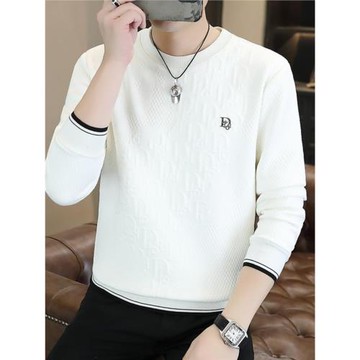 衛衣男款內搭春秋潮牌高檔歐貨提花打底衫高級感2025新款長袖t恤