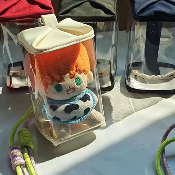 闆娘回饋🔔 10公分透明PVC娃包 外出防塵搪膠保護套 卡通毛絨公仔收納展示 痛包便攜大容量 6f37