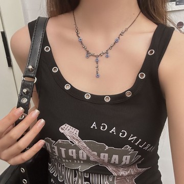 【台灣公司 可打統編】免運 甜酷風中古小花樹葉項鏈女2024爆款簡約森系鎖骨鏈高級感百搭頸鏈 可開發票 全館五折 工廠現貨直銷 新品特價 z9211