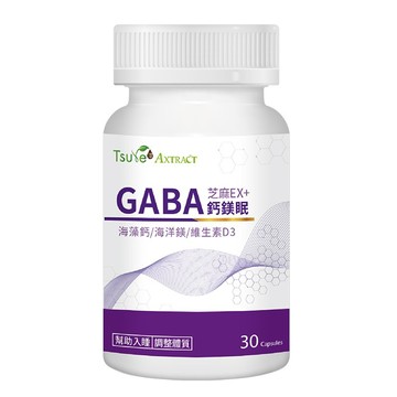 Tsuie 日濢 芝麻EX+GABA鈣鎂眠膠囊 含海藻鈣/海洋鎂/維生素D3 30顆/瓶  1罐