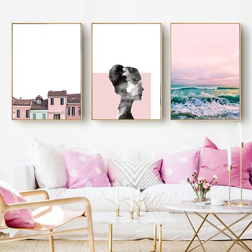 粉色浪漫　攝影系列　裝飾掛畫　台灣製造 - C款－白框-50*70cm