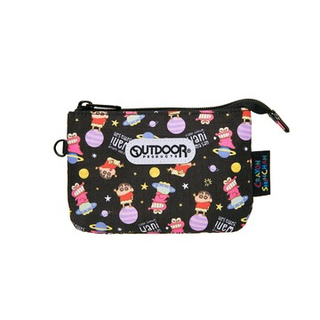 【OUTDOOR】Crayon Shinchan蠟筆小新鱷魚阿山三層零錢包-黑色 ODCS24H08BK