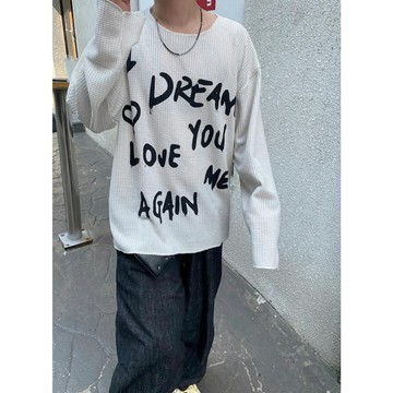 ☆LimeLight☆DREAM 🇰🇷韓國 噴漆 塗鴉 華夫格 針織 寬鬆 毛衣 薄長袖 K-022