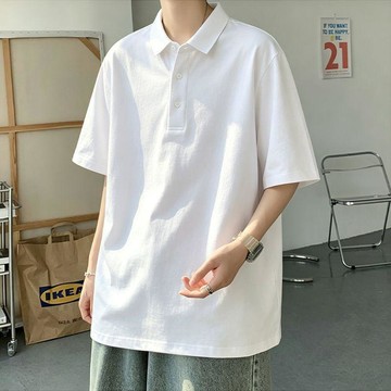 夏季兩件裝新款美式休閒男裝上衣男女純色T恤簡約短袖POLO衫
