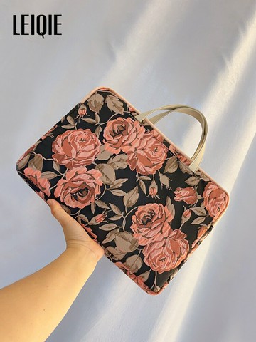 輕奢風高級感筆記本電腦包14寸手提女士2023新款適用蘋果聯想小新華為16高顏值156女生MacBookpro13平板包air