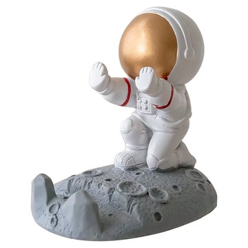 名仕 太空人造型手機座 太空人生活動造型 月球表面厚底座  灰色 + 白色 + 紅色 款式隨機  1個