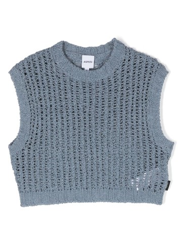 Aspesi Kids - open-knit vest - kids - Cotton/Other fibres - 10 yrs - Blue
