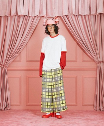 (訂製) 側搭扣闊腿背帶褲 (格子款)