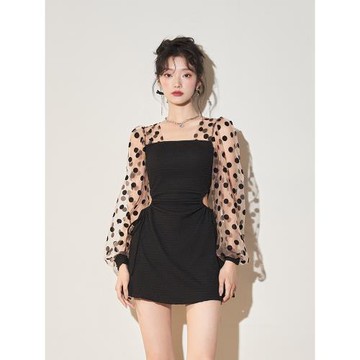 長袖泳衣女款夏泡溫泉高級感顯瘦遮肚連體保守2025新款高級感泳裝