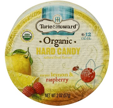 Torie & Howard Organic Hard Candy Meyer Lemon & Raspberry 2 oz
