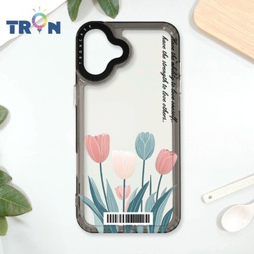 TRON IPhone 16 PLUS 小清新花朵透明殼 防摔太空載具殼 透黑 軟硬 手機殼