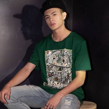 IZZVATI-熊熊森林夜光短T-綠/黑/白