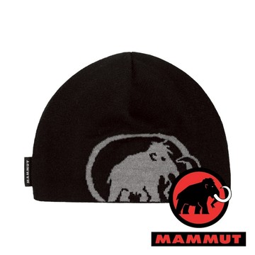 【MAMMUT 長毛象】Tweak 保暖針織LOGO豆豆帽『黑/鋼鐵灰』1191-01352 戶外 登山 露營 休閒 時尚 保暖 針織毛帽 保暖帽