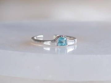 小門 戒指 925 純銀 天然石 藍色磷灰石