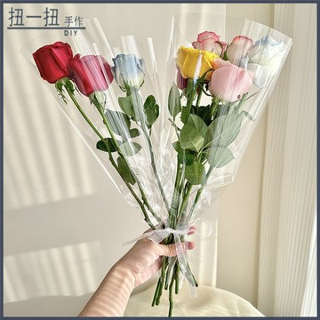 花藝🌸  全透明多支玫瑰花單支花束包裝防水包裝袋花藝單支袋鮮花材料 花藝包材 花束包材