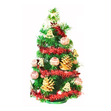 耶誕裝飾綠色聖誕樹 + LED20燈彩光電池燈  綠色 + 紅色 + 金色  1尺/30cm