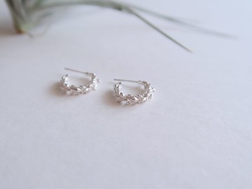 森林系 925純銀 淺草花圈 耳環 耳夾 一對 免費送禮包裝