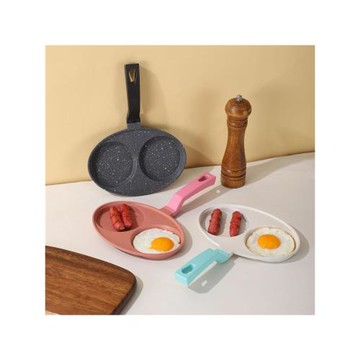 家用早餐鍋二孔雞蛋漢堡鍋煎蛋鍋麥飯石平底不粘鍋燃氣電磁爐通用