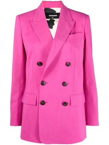 Dsquared2 - peak-lapel double-breasted blazer - women - Polyester/Polyester/Cupro/Virgin Wool - 40 - Pink