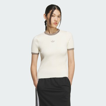 Adidas 愛迪達 Tight Tee Ss KS8494 女 針織短袖 運動上衣 休閒短袖 米 灰 亞版
